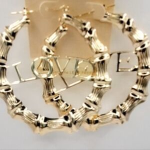Fashion Jewelry Gold Bamboo Hoop Earrings